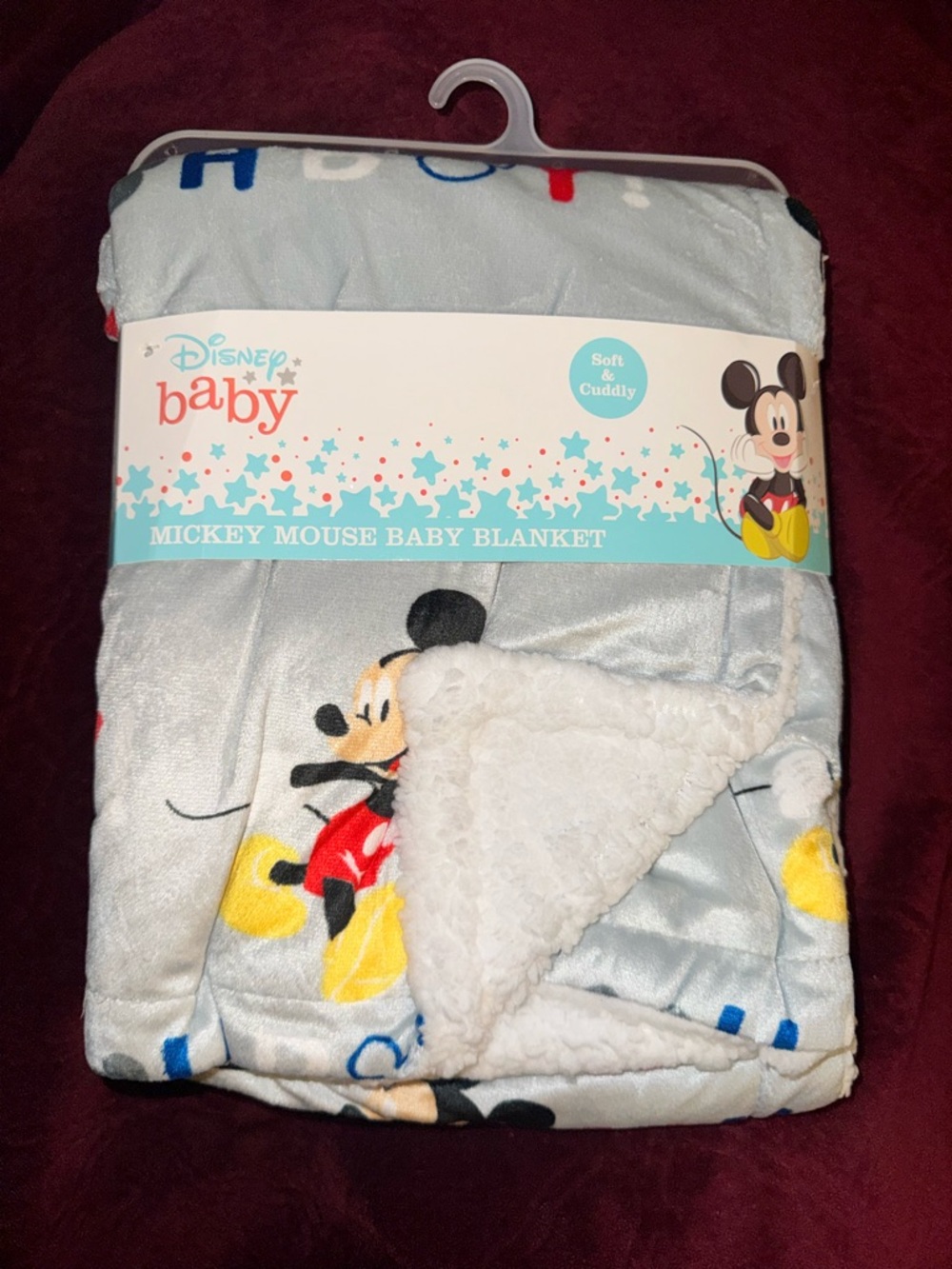 Disney Baby Mickey Mouse Sherpa Throw Blanket - Light Gray, Red, Yellow, Black